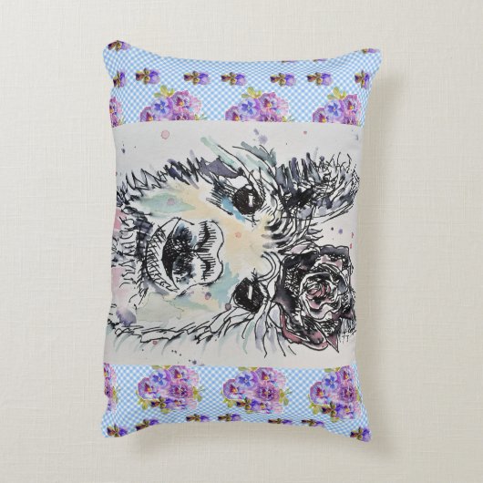 Cute Alpacca Lama panter Waterverf Accent Kussen (Achterkant (Verticaal))