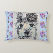 Cute Alpacca Lama panter Waterverf Accent Kussen (Achterkant)