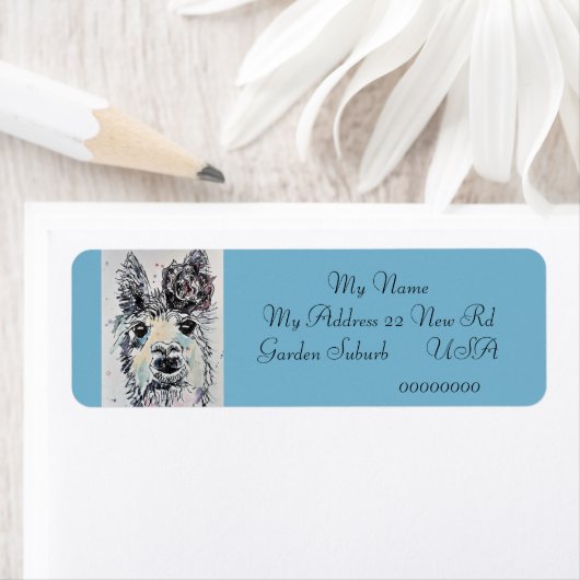 Cute Alpacca Limited Animal Return Address Labels (Insitu)