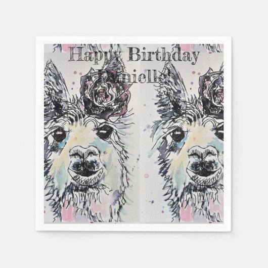Cute Alpacca Llama Animal Decor Serviette Napkins Servet (Voorkant)
