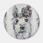 Cute Alpacca llama Animal Waterverf Art Magnet (Voorkant)