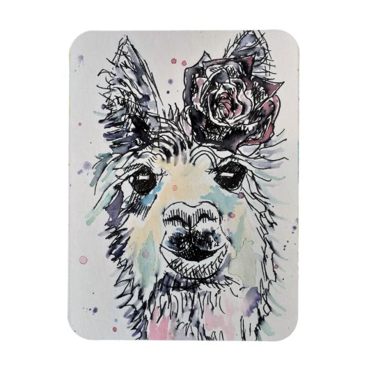 Cute Alpacca llama Animal Waterverf Art Magnet Magneet (Verticaal)