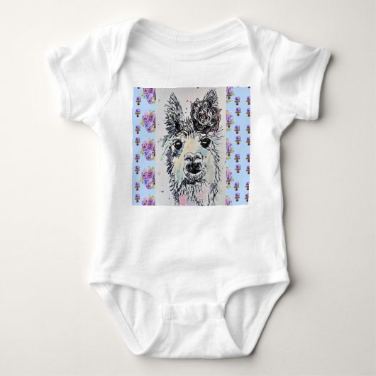 Cute Alpacca Llama Animal Waterverf Baby Romper (Voorkant)