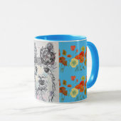 Cute Alpacca Llama blauw Waterverf Mok schilderen (Voorkant rechts)