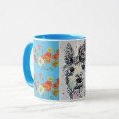 Cute Alpacca Llama blauw Waterverf Mok schilderen (Voorkant links)