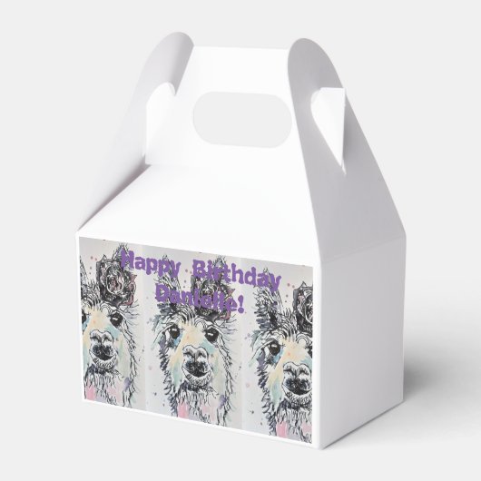 Cute Alpacca Llama Girls Birthday Cake Favor Box Bedankdoosjes (Voorkant Zijde)