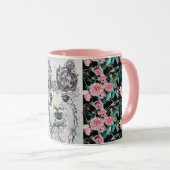 Cute Alpacca Llama Rozen Waterverf Mok schilderen (Voorkant rechts)