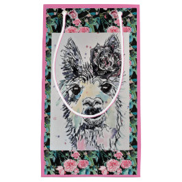 Cute Alpacca Llama Waterverf Art Gift Bag Klein Cadeauzakje