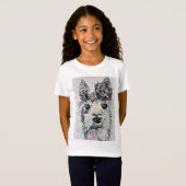 Cute Alpacca Llama waterverf art Girls T Shirt (Voorkant volledig)