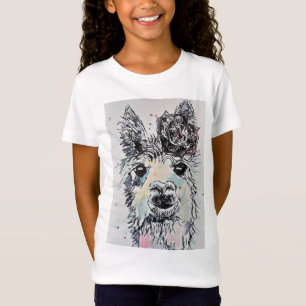 Cute Alpacca Llama waterverf art Girls T Shirt