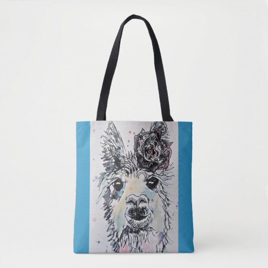Cute Alpacca Llama Waterverf Grocery Canvas tas (Voorkant)