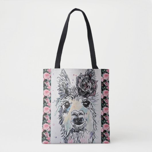 Cute Alpacca Llama Waterverf Grocery Canvas tas (Voorkant)
