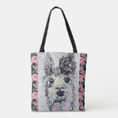 Cute Alpacca Llama Waterverf Grocery Canvas tas (Achterkant)