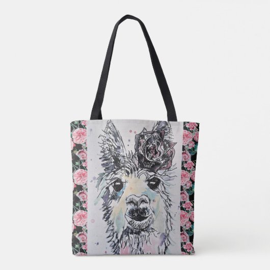 Cute Alpacca Llama Waterverf Grocery Canvas tas (Achterkant)