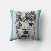 Cute Alpacca Lllama Waterverf Art Baby Kussen (Achterkant)