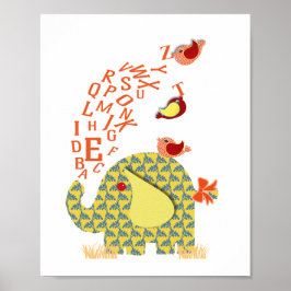 Cute Alphabet Elephant Baby Nursery Print