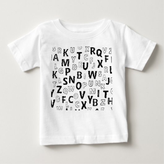 Cute Alphabet Kids T-Shirt | Black & White Letter (Voorkant)