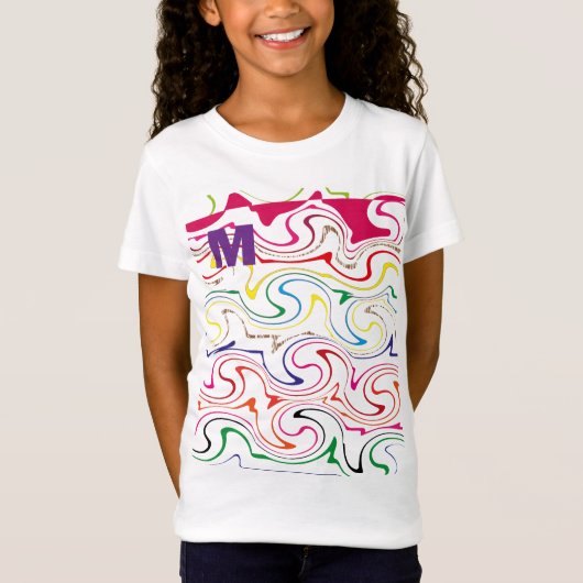 cute Alphabet “M” Design T-Shirt for Little Girls (Voorkant)