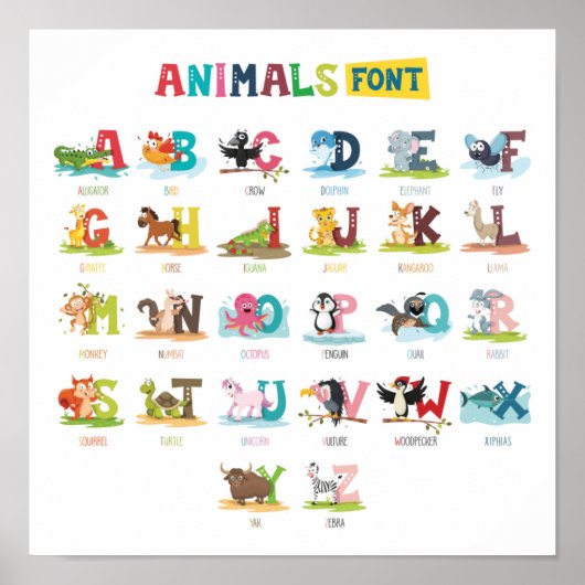 Cute Alphabet Poster (Voorkant)