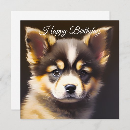 Cute Alsatian Puppy Birthday Feestdagenkaart (Voorkant / Achterkant)