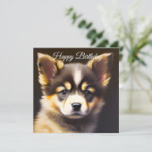 Cute Alsatian Puppy Birthday Feestdagenkaart (Staand voorkant)