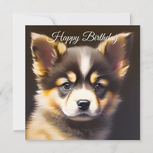Cute Alsatian Puppy Birthday Feestdagenkaart (Voorkant)