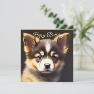 Cute Alsatian Puppy Birthday Feestdagenkaart