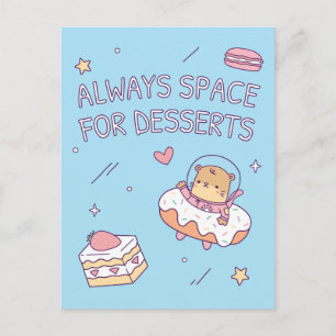 Cute Altijd Ruimte voor desserts Pun Briefkaart