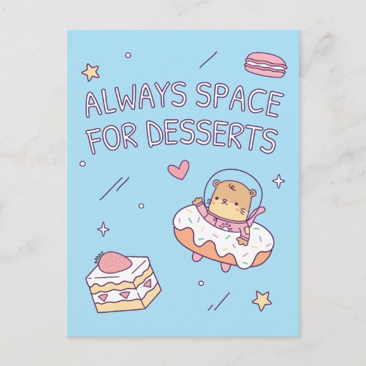 Cute Altijd Ruimte voor desserts Pun Briefkaart (Voorkant)