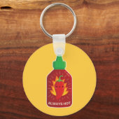 Cute Always Hot Rode Chili Pepersaus Fles Sleutelhanger (Voorkant)