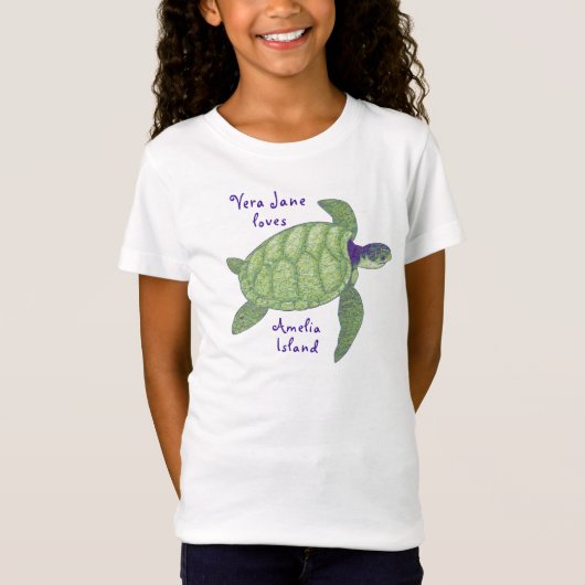Cute Amelia Island Zee Turtle T-shirt (Voorkant)
