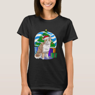 Cute American Curl Cat Santa Kerstmis T-shirt
