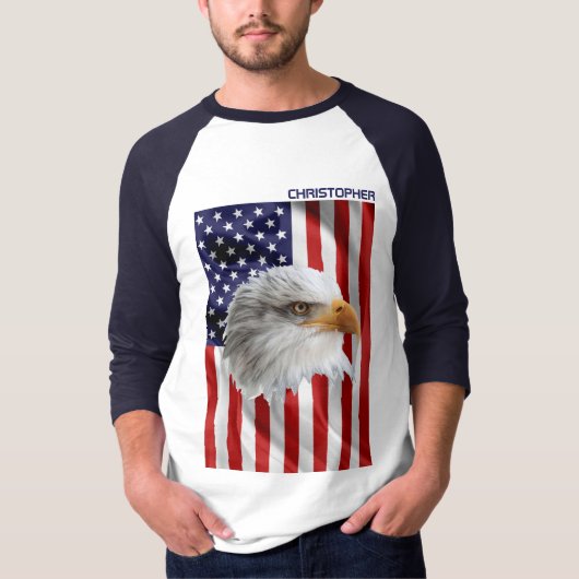 Cute American Eagle, de Amerikaanse vlag, patriott T-shirt (Voorkant)