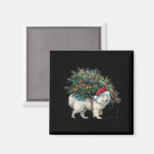 Cute American Eskimo Dog In A Christmas Tree For M Magneet (Voorkant / Achterkant)
