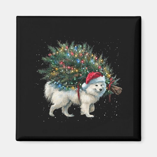 Cute American Eskimo Dog In A Christmas Tree For M Magneet (Voorkant)