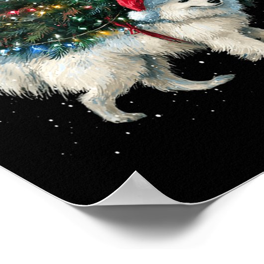 Cute American Eskimo Dog In A Christmas Tree For M Poster (Hoek)
