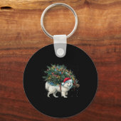 Cute American Eskimo Dog In A Christmas Tree For M Sleutelhanger (Voorkant)