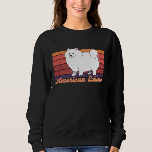 Cute American Eskimo Dog Retro Vintage Trui (Voorkant)