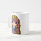 Cute American Hippie Girl Doll Big Eyes Mok (Voorkant links)