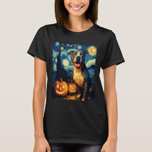 Cute American Staffordshire Terrier Dog Halloween  T-shirt (Voorkant)