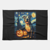 Cute American Staffordshire Terrier Dog Halloween  Theedoek (Horizontaal)