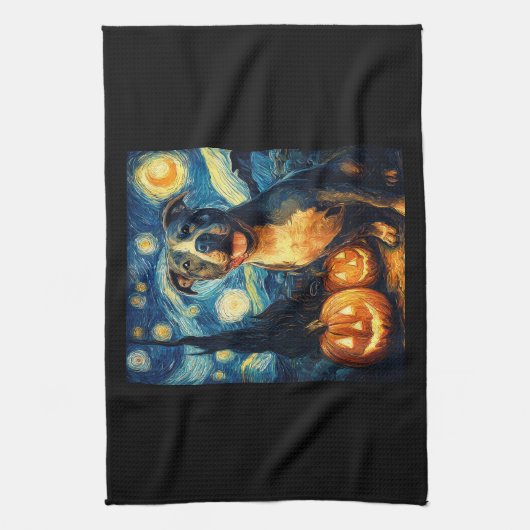 Cute American Staffordshire Terrier Dog Halloween  Theedoek (Verticaal)