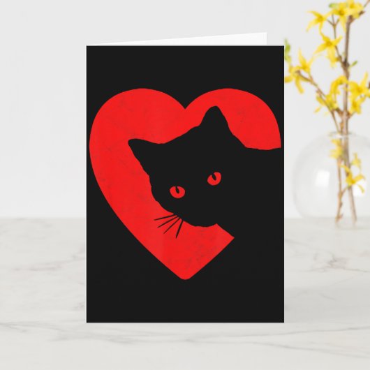 Cute &amp; Funny Cat Valentines Heart Graphic For  Kaart (Gele Bloem)
