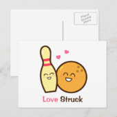 Cute Amusing Bowling Ball and Pin Love Struck Briefkaart (Voorkant / Achterkant)