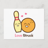 Cute Amusing Bowling Ball and Pin Love Struck Briefkaart (Voorkant)