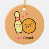 Cute Amusing Bowling Ball and Pin Love Struck Keramisch Ornament (Voorkant)