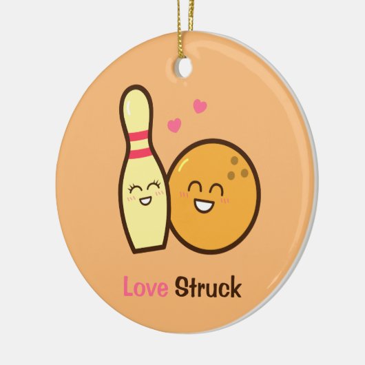 Cute Amusing Bowling Ball and Pin Love Struck Keramisch Ornament (Links)
