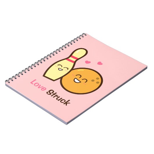 Cute Amusing Bowling Ball and Pin Love Struck Notitieboek (Linkerzijde)