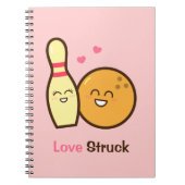 Cute Amusing Bowling Ball and Pin Love Struck Notitieboek (Voorkant)