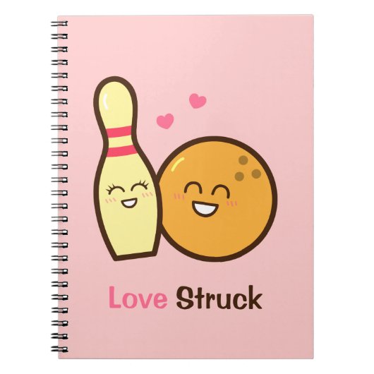 Cute Amusing Bowling Ball and Pin Love Struck Notitieboek (Voorkant)